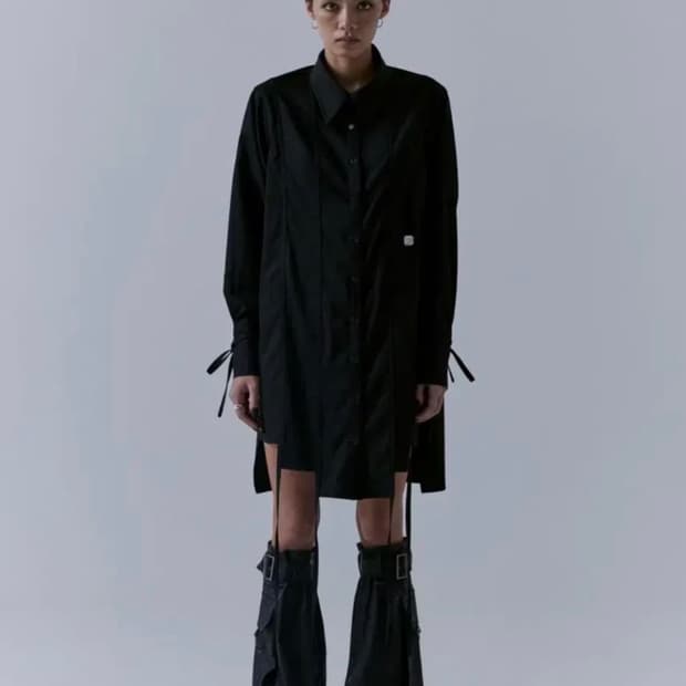 트리밍버드 롱스트랩 셔츠 원피스