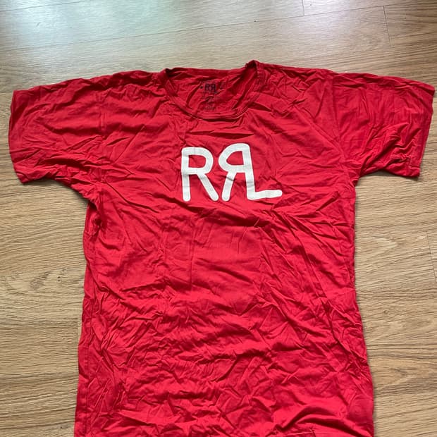 RRL 더블알엘 로고 반팔 티셔츠 레드 L사이즈