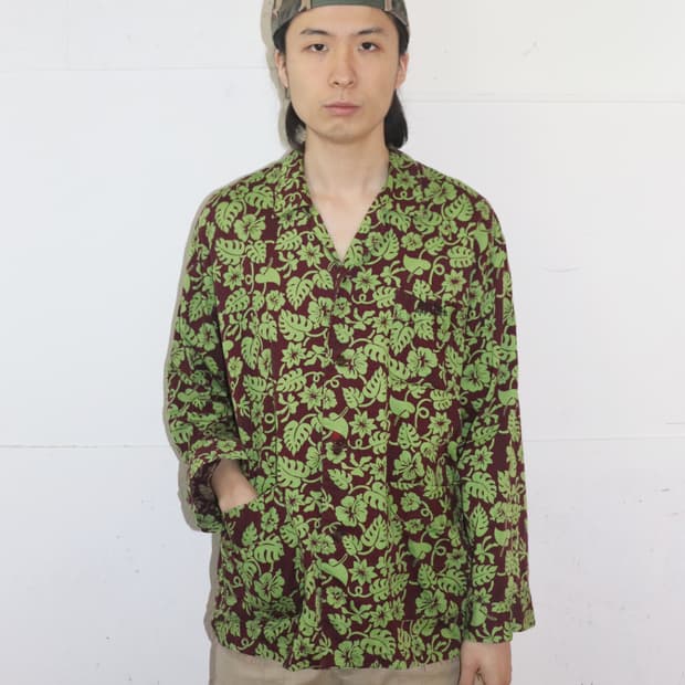 장 폴 고티에 90s 리브스 프린트 오픈 카라 셔츠