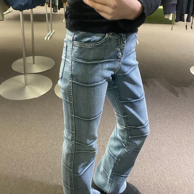 OS)일본 빈티지 여성 디테일 부츠컷 데님팬츠