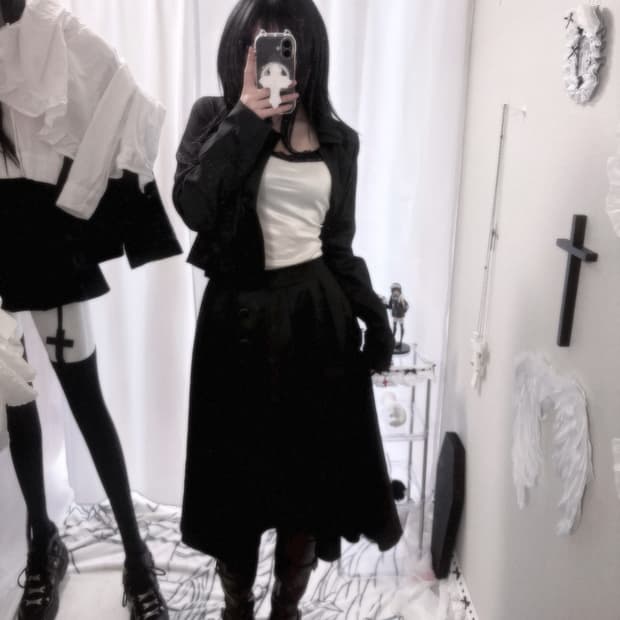 엑시즈팜 레이스 미디스커트