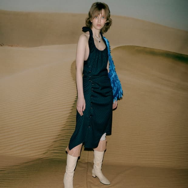 브루앙 체커보드 홀터넥 원피스