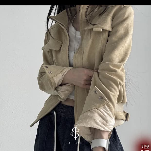 스웨이드 자켓 기모 안감 크롭 버클