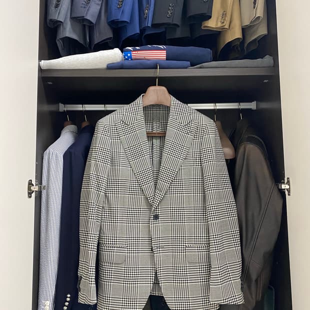 [판매] 맨온더분 안젤리코 원단 글랜체크 자켓(46)