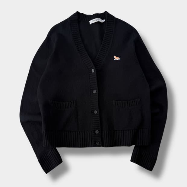 메종키츠네 루즈핏 베이비폭스로고 블랙 가디건