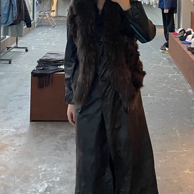 빈티지 다크브라운 퍼 베스트 H1122