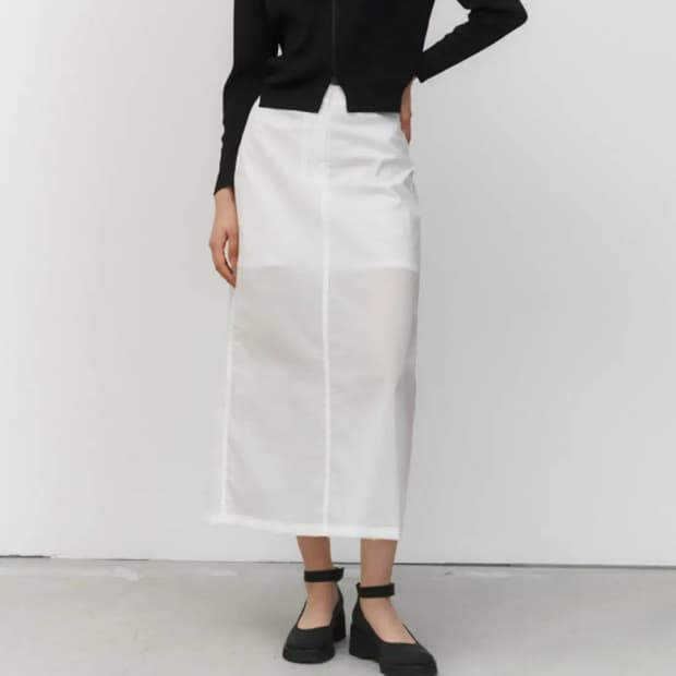 아모멘토 쉬어 롱 스커트 SHEER LONG SKIRT_WHITE
