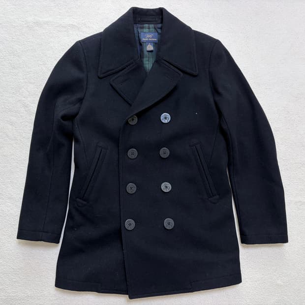 [S] 브룩스 브라더스 346 블랙와치 울 해군 피코트 (네이비)