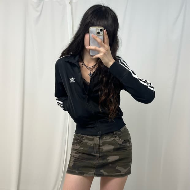 Adidas black Firebird two-way jersey