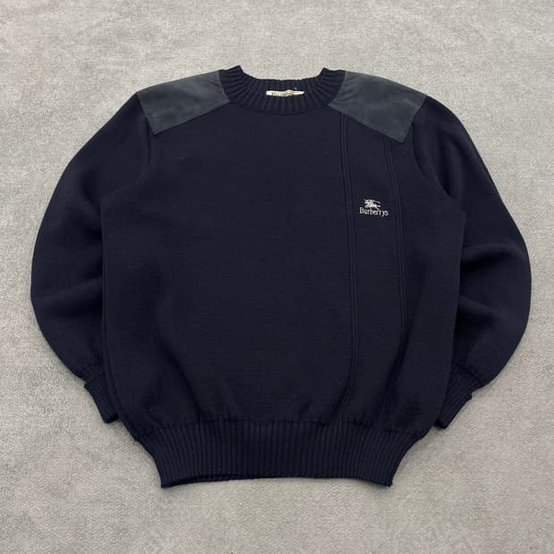 L 버버리 코만도 울 엘보우패치 니트