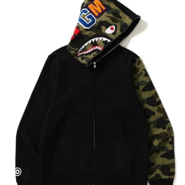 베이프 샤크 반카모 후드집업 L bape 블랙