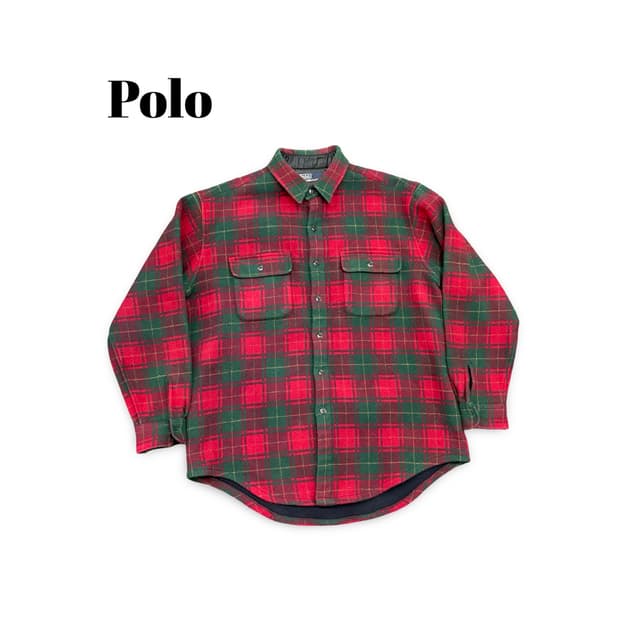 (105)90s polo플란넬체크셔츠