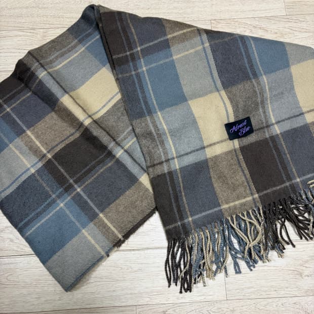 올모스트블루 체크 머플러