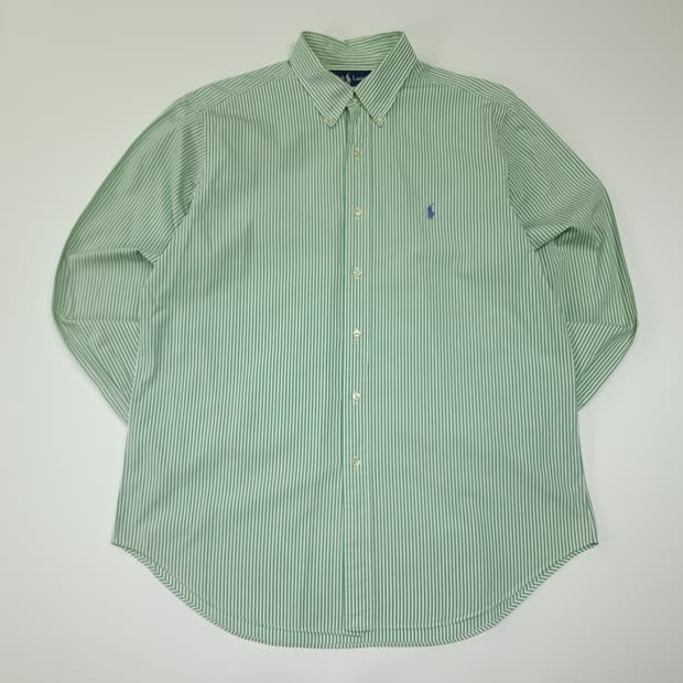 CL704 XL 폴로 90s 홍콩판 퍼플포니 스트라이프 그린 셔츠