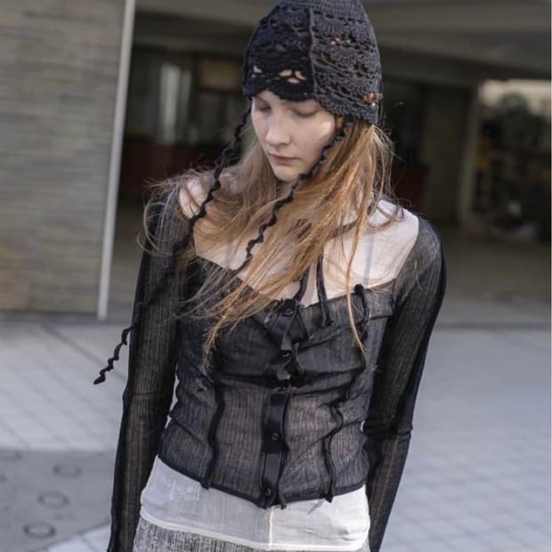 PERVERZE 퍼버즈 크로쉐 헤드드레스