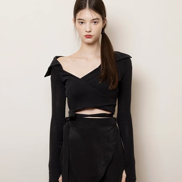 낫유어로즈 제니 랩 티 가디건 *블랙