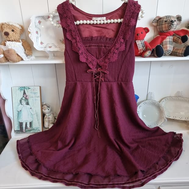 (axes femme, 액시즈팜) 초코베리 레이스 코르셋 원피스