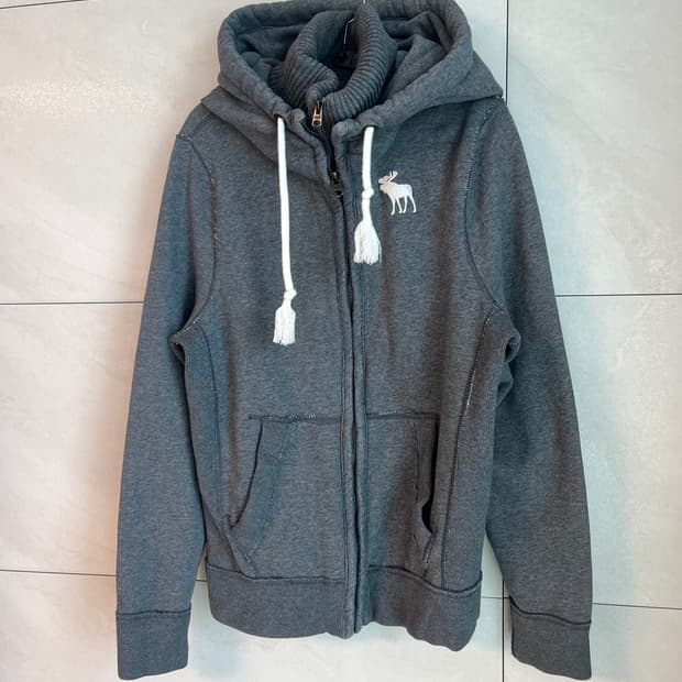 아베크롬비 화이트 순록 대장 후드집업 그레이 [M]