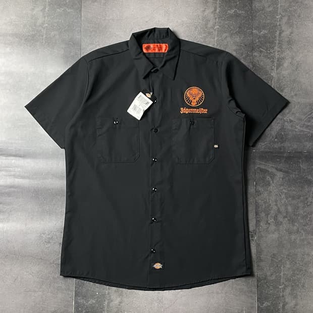 DICKIES 디키즈 데드스탁 블랙 자수 반팔 워크 셔츠 A00991