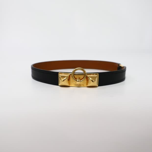 에르메스 블랙 금장버클 리발더블 팔찌 XS