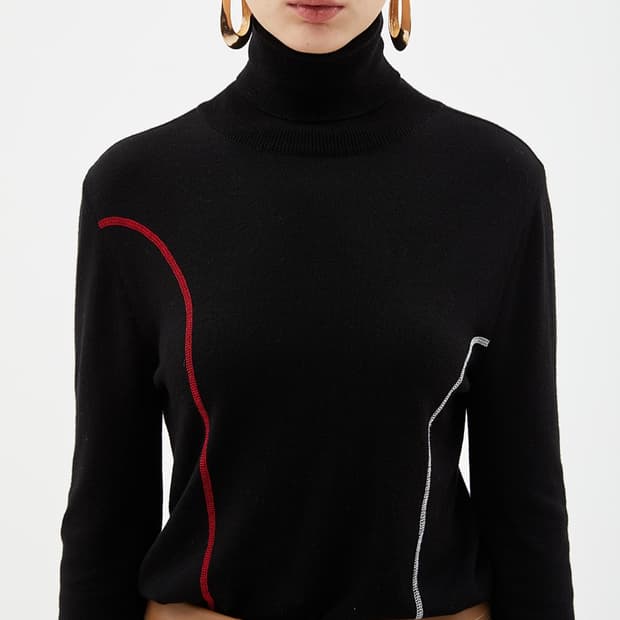 앤더슨벨포우먼 콘트라스트 워머 터틀넥  S사이즈