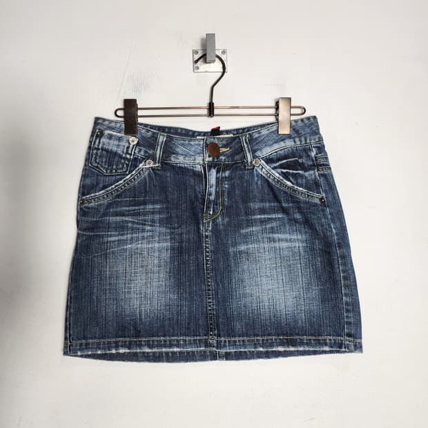 DUMI 빈티지 워싱 데님 미니 스커트