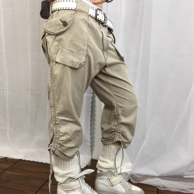 JPN Y2 Beige Cargo Cropped Pants