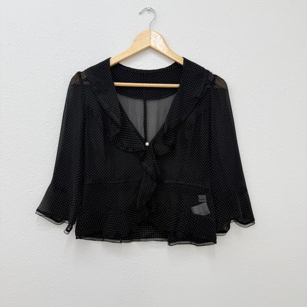 빈티지 Courreges 도트 프릴 실크 가디건