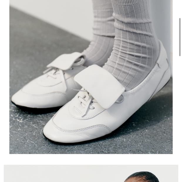 자라 겉감100% 염소가죽 레이스업 플랫슈즈 화이트 41 사이즈