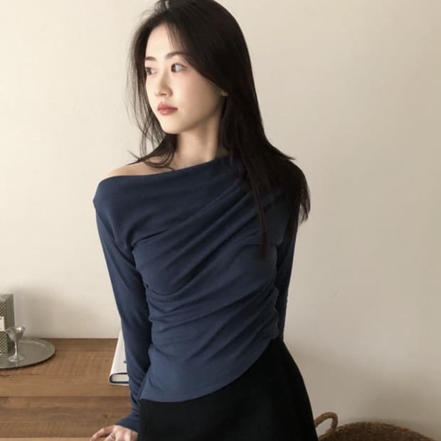 아카이브제이투유 드레이프 티셔츠 s 네이비