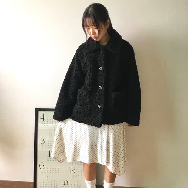 뽀글이 퍼 자켓 코트