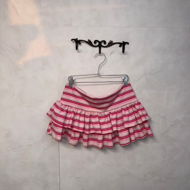 Baby pink stripe mini cancan skirt