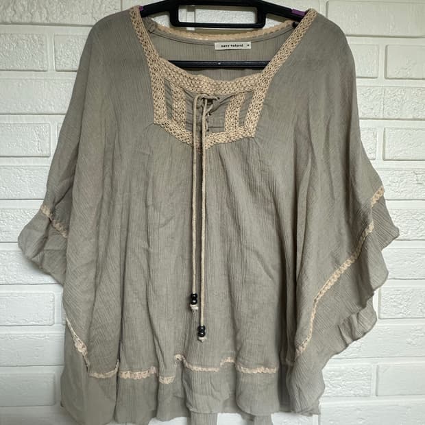 판초 블라우스 풀오버 레이스 프릴 숲 소녀 페어리 그런지 모리걸