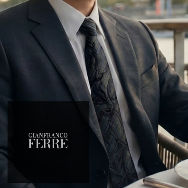 지안프랑코 페레 다크그린 자카드 넥타이 9.5cm A+등급 K2486