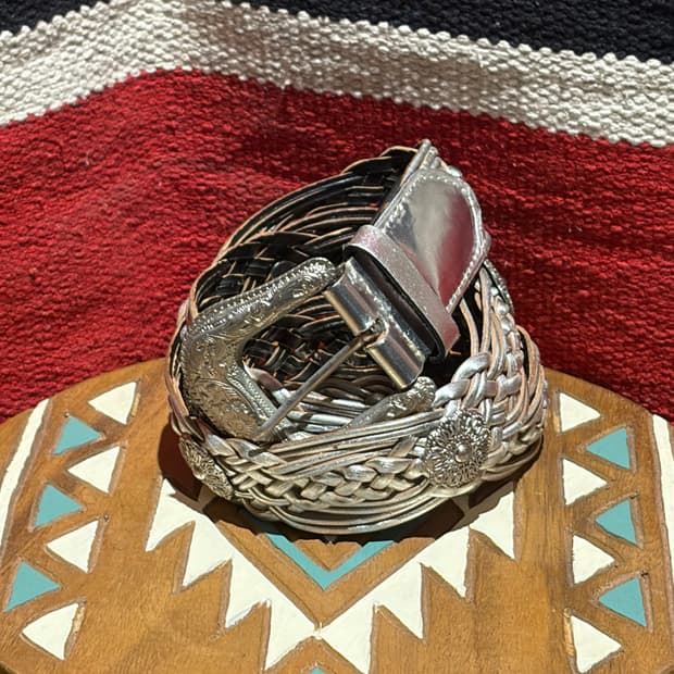 웨스턴 실버 콘쵸 위빙 벨트 / western concho belt