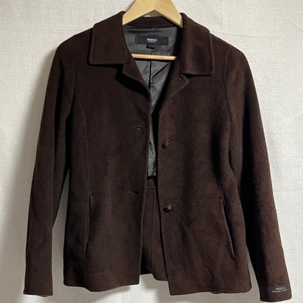 ANSICH 앙고라 모 브라운 숏자켓 S