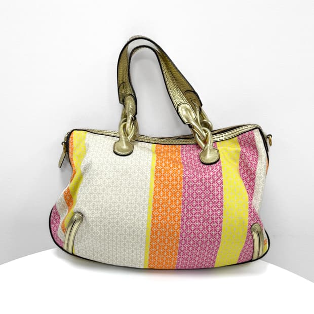 로에베 멀티 스트라이프 캔버스 토트백