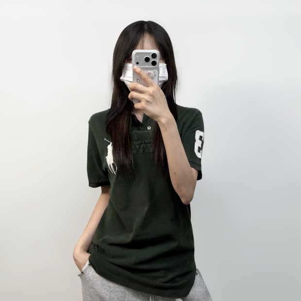 폴로 랄프로렌 빅 포니 자수 카라티 딥그린
