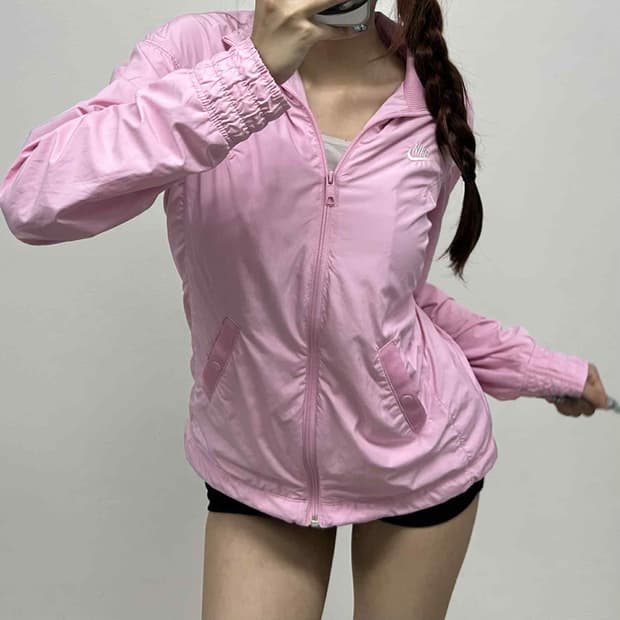 나이키 베이비핑크 핀터깔 윈드브레이커 자켓 바람막이 희귀져지(S)