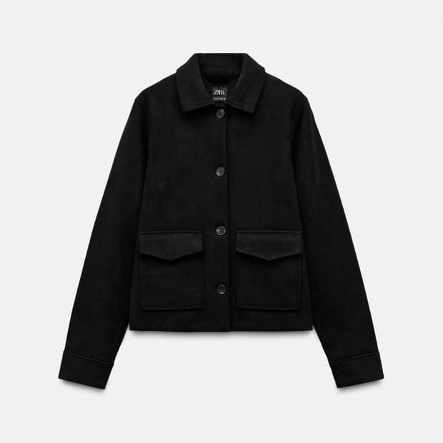 자라 싱글 자라 블랙 스웨이드 크롭 자켓