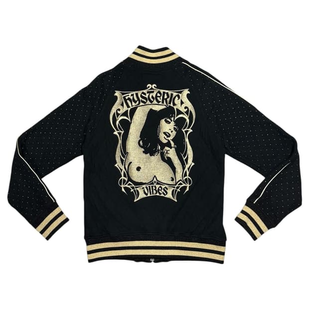 히스테릭 글래머 아카이브 자수 히스걸 쌍메두사 폴카닷 바시티 봄버 자켓