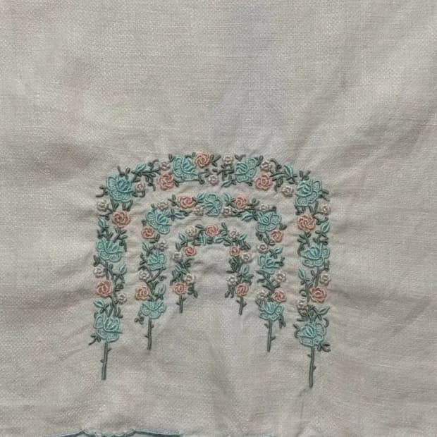 빈티지 자수 패브릭 