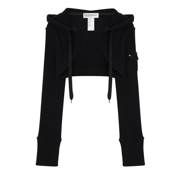 41PRAY 사일프레이 니트 후디 볼레로 가디건 블랙