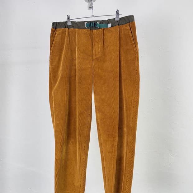 컬러 토바코 벨티드 코듀로이 골덴 팬츠
