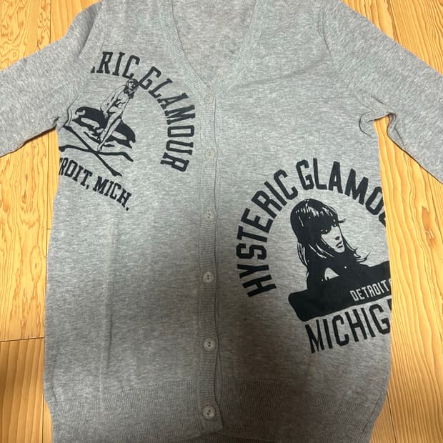 히스테릭 글래머 걸프린팅 그레이 가디건