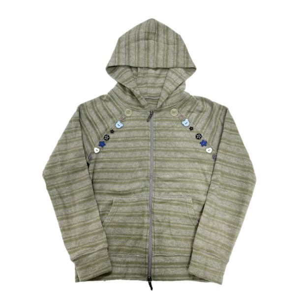 탄산마그네슘 스트라이프 버튼 후드집업 세이지그린