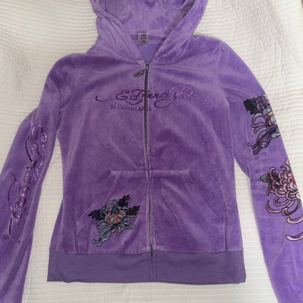 에드하디 연보라 벨벳 후드집업