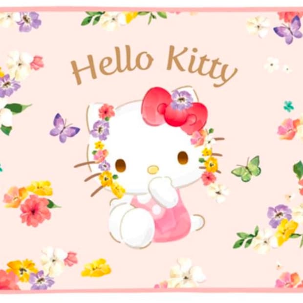 헬로키티 플라워 무릎담요 꽃무늬 판초담요 70 100