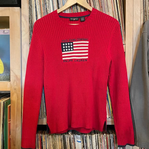 폴로진스 성조기 라운드넥 니트