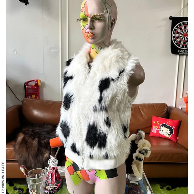 Jpn Vintage Dalmatian White Fur Vest JK